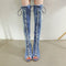 Botas Romanas de Tacón Cristal con Tira y Punta Abierta en Denim