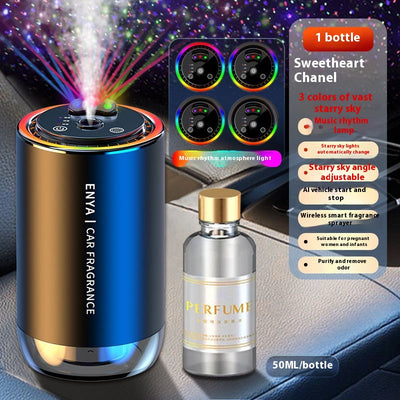 50ml clear glass bottle of car perfume supplement with a gold cap, intended for refilling car aromatherapy machines. - Image 11