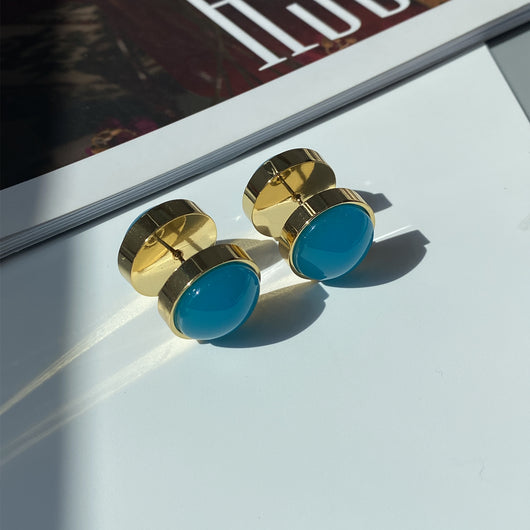 Aretes Vintage Asimétricos Azul Naranja con Diseño Contrastante