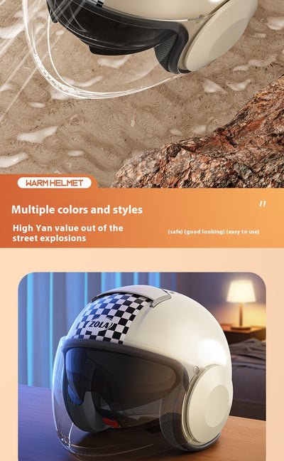 Casco Integral Motocicleta Eléctrica Doble Espejo Invierno con Diseño Personalizado - Image 11