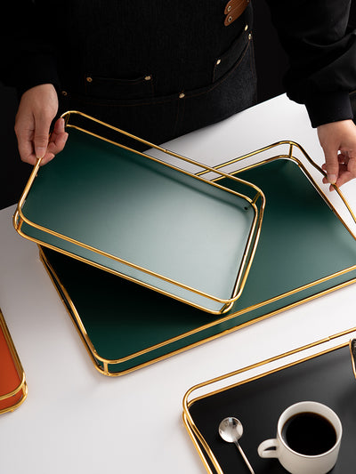 Bandeja Rectangular Organizadora de Té y Bebidas con Almacenamiento