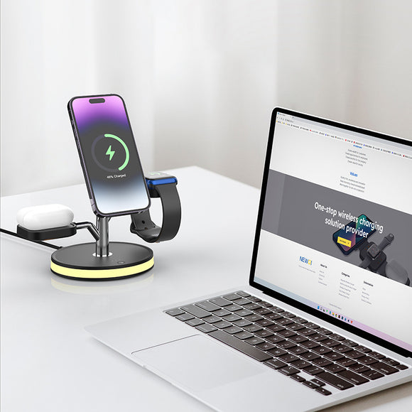 Cargador Inalámbrico Vertical 3 en 1 para Teléfono y Reloj