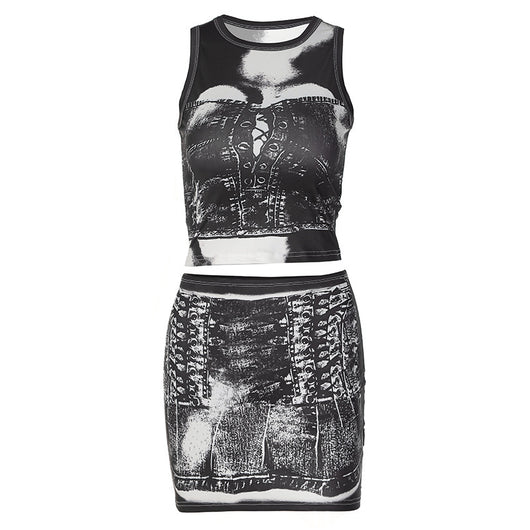 Conjunto Versátil: Chaleco Estampado y Falda Coordinada - Image 14