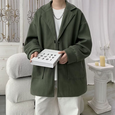 Abrigo de Lana Holgado para Hombre - Otoño e Invierno con Forro de Algodón - Image 7