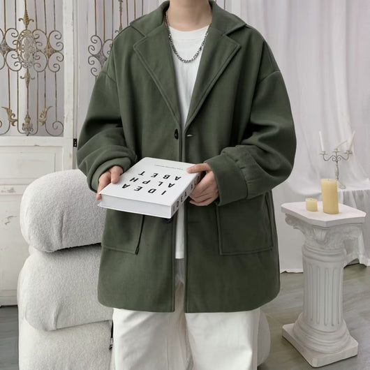 Abrigo de Lana Holgado para Hombre - Otoño e Invierno con Forro de Algodón - Image 7