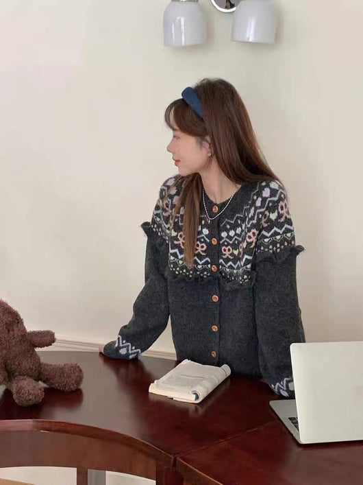 Cardigan Tejido con Moño - Diseño Retro Holgado para Otoño e Invierno - Image 14