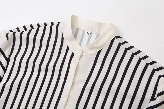 Blusa Rayada con Escote Redondo y Aberturas Laterales para Mujer - Image 14