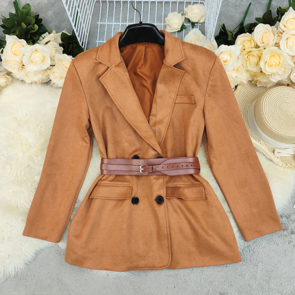 Blazer de Ante Aterciopelado para Mujer - Chaqueta Elegante de Temperamento