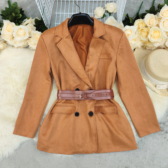 Blazer de Ante Aterciopelado para Mujer - Chaqueta Elegante de Temperamento