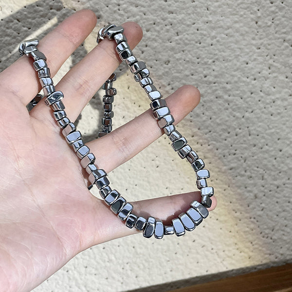 Collar de Acero Titanio Irregular para Parejas - Diseño Lujo Ligero Unisex