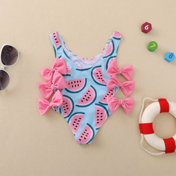 Traje de Baño Niña Estampado Sandía con Moño
