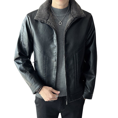 Chaqueta de Cuero Acolchada Plus Size Estilo Hong Kong para Hombre - Image 5