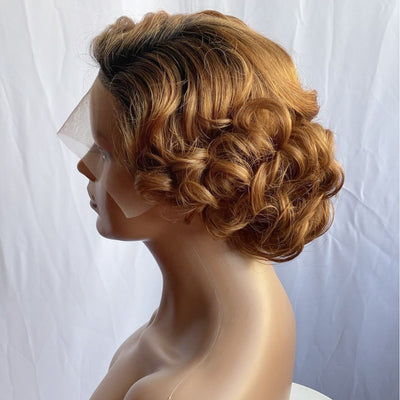 Peluca Frontal de Encaje Cabello Rizado Corto Volumen Abundante - Image 2