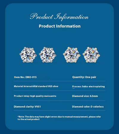 Aretes de Cristal de 1 Quilate Plata de Ley S925 para Mujer - Image 9