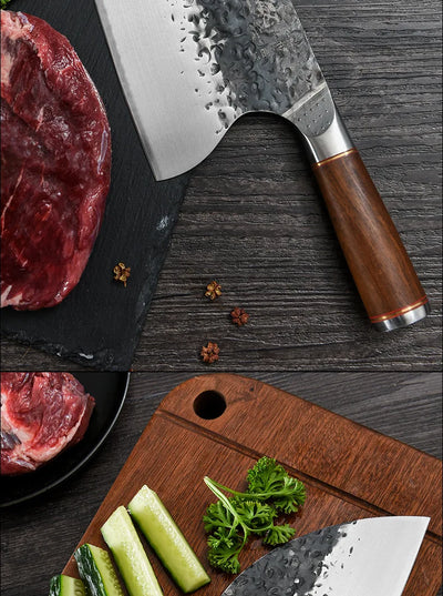 Cuchillo de Chef Forjado a Mano con Hoja Martillada de Acero - Image 18