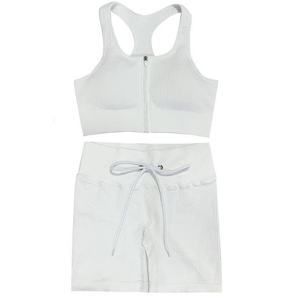 Conjunto Deportivo Mujer: Top y Shorts Costilla Ajustado