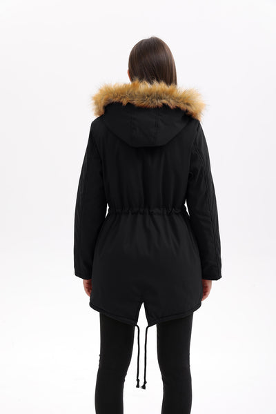 Abrigo Acolchado Mujer Largo con Capucha, Cuello de Piel y Cintura Ajustada - Image 14