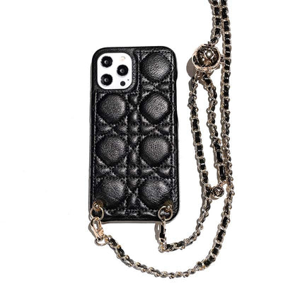 Funda para Teléfono de Cuero Dorado con Diseño Geométrico Romboidal - Image 8