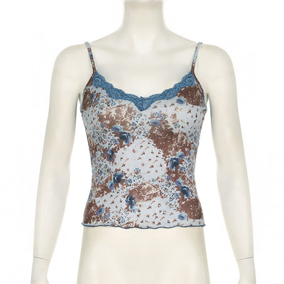 Chaleco Estampado Floral con Top de Encaje para Mujer - Image 7
