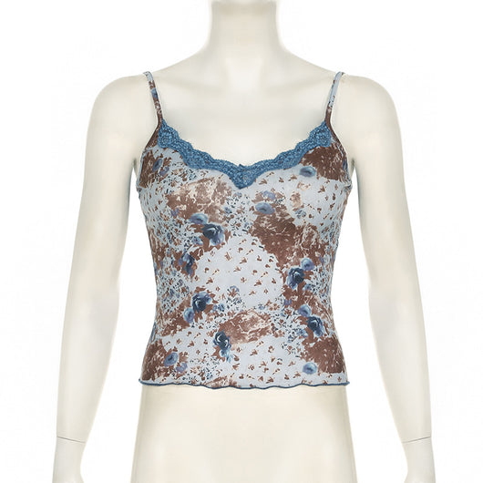 Chaleco Estampado Floral con Top de Encaje para Mujer - Image 7