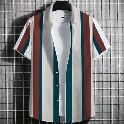 Playera Hombre Rayas Estampado 3D Manga Corta - Image 4