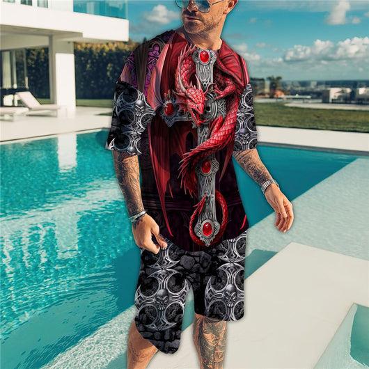 Traje Corto Hawaiian Degradado con Cinta para Hombre - Image 3