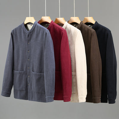 Chaqueta Casual Hombre Algodón Lino Grueso Corte Relajado