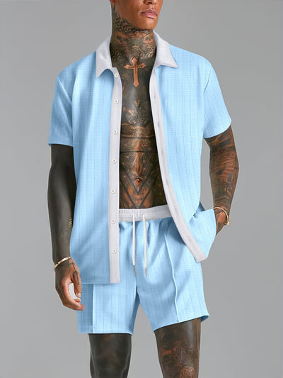 Camisa Casual de Manga Corta con Estampado Digital para Hombre - Image 11