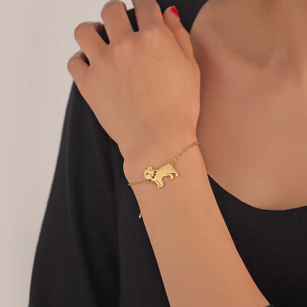 Pulsera de Acero Inoxidable con Dije de Perro Pug - Joya Fashionable y Adorable