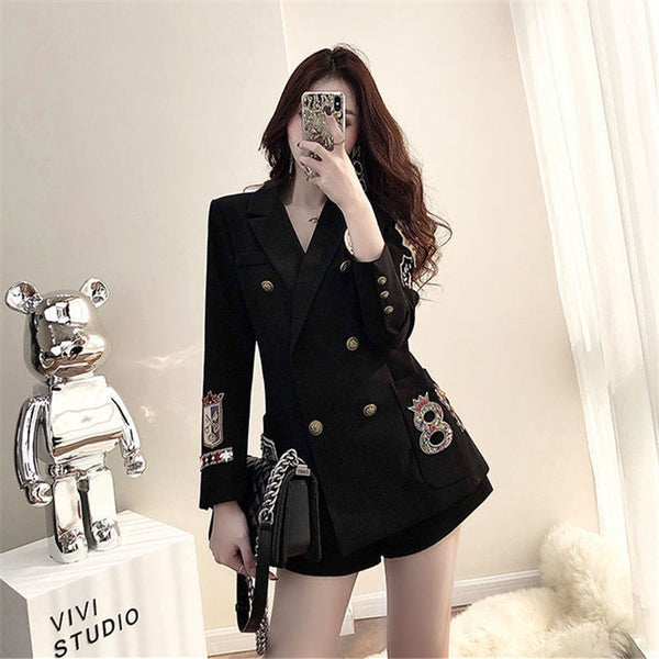 Conjunto de Dos Piezas con Blazer Bordado - Tendencia Fashion