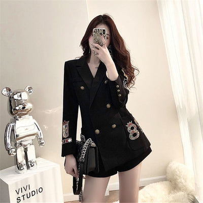 Conjunto de Dos Piezas con Blazer Bordado - Tendencia Fashion