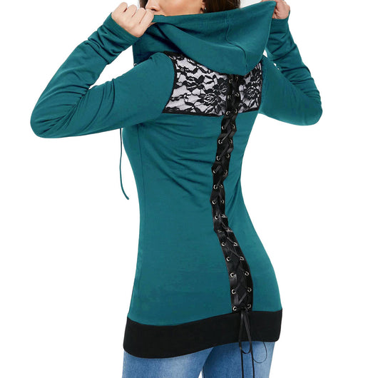 Abrigo Deportivo para Mujer con Capucha y Detalles de Encaje - Image 19