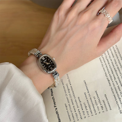 Reloj de Moda con Perla - Diseño Ovalado Minimalista para Mujer - Image 11