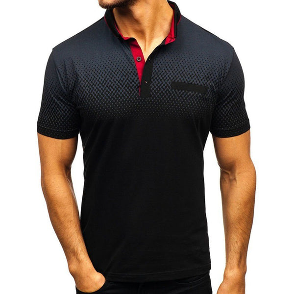 Camiseta Casual Hombre Talla Grande - Diseño Estampado Cuello Solapa Manga Corta - Image 3