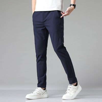 Pantalones Casuales de Cintura Elástica en Tela Ice Silk - Image 6