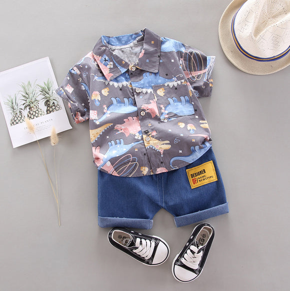 Traje Infantil Estilo Vaquero de Manga Corta para Niños