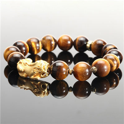 Pulsera de Valor Ojo de Tigre Amarillo 12mm con Aleación - Image 12