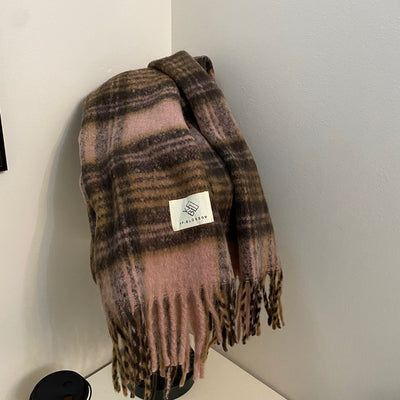 Cuello Térmico Largo de Mohair con Diseño de Cuadrícula Arcoíris para Mujer - Image 17