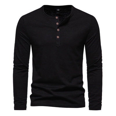 Camiseta Manga Larga Hombre Bambú Algodón Cuello Henley Botones - Image 3