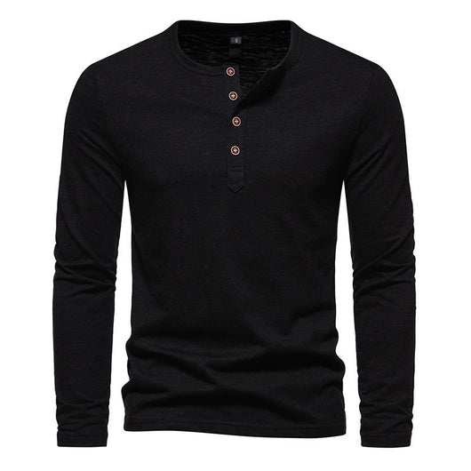 Camiseta Manga Larga Hombre Bambú Algodón Cuello Henley Botones - Image 3