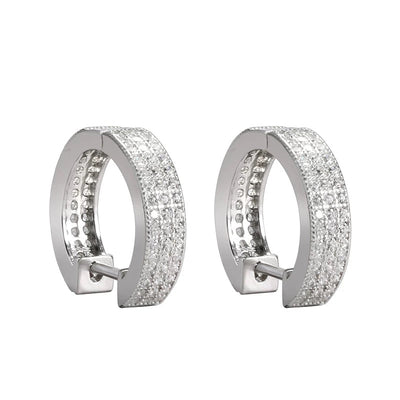 Aretes de Plata S925 con Diamantes Completos para Hombre - Estilo Hip-hop - Image 4
