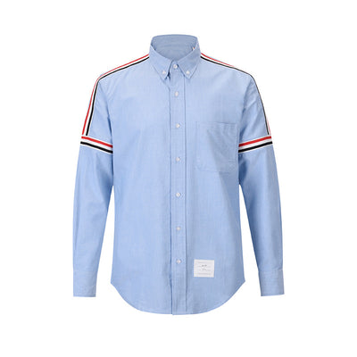 Camisa Oxford Blanca de Manga Larga con Detalles de Cinta en Hombros - Image 4