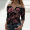 Blusa Suelta Estampada con Cuello V y Hombro Descubierto