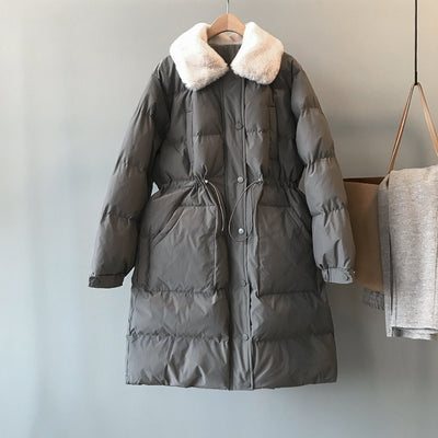 Chaqueta Larga de Algodón con Cuello de Piel de Conejo y Cintura Ajustable - Image 12