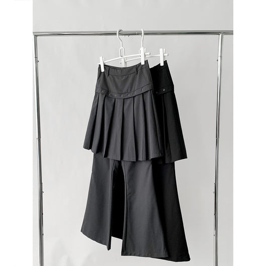 Pantalón Casual Coreano Falsa Dos Piezas con Diseño de Peto - Image 6