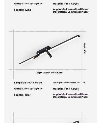 Lámpara de Techo Minimalista de Palabra Única para Vestidores - Image 12