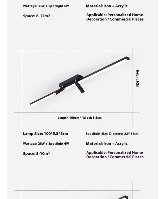 Lámpara de Techo Minimalista de Palabra Única para Vestidores - Image 12