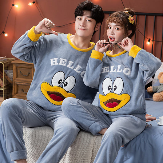 Pijamas de Pareja Estilo Coreano Terciopelo Abrigo Térmico - Image 5