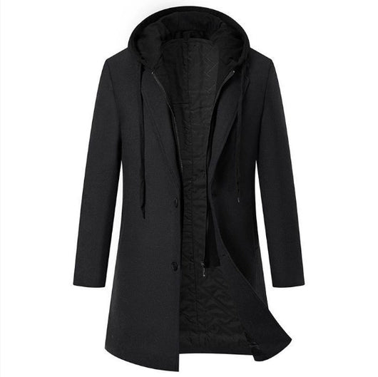 Abrigo de Lana Casual para Hombre con Gorro Desmontable - Image 8