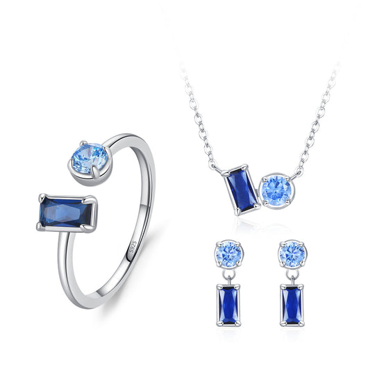 Conjunto de Joyas en Plata 925: Anillo, Collar y Aretes con Zafiro - Image 5